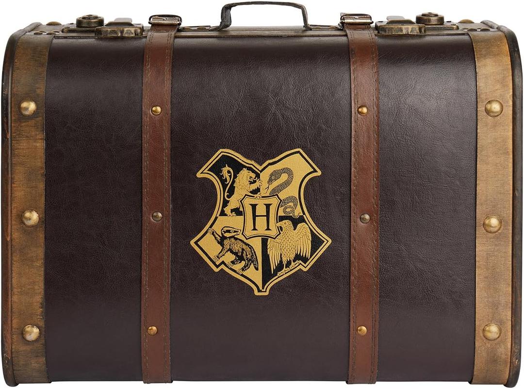 Harry Potter Hogwarts School Trunk - Large 17.5 Collectible Storage Chest with Hogwarts Crest - Official Wizarding World Prop Replica & Decorative Keepsake Box - Not for Travel Use