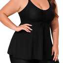 Summer Mae Plus Size Swimsuit for Women Tankini Two Piece Bathing Suit with Capris Pockets Short High Waist Swimwear 22W