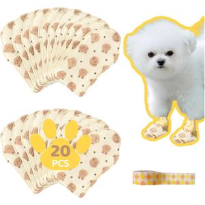 Disposable Dog Booties (20PCS+Bandage Roll), Waterproof & Breathable Paw Protectors & Covers for Small, Medium Dogs, Puppies & Cats, Wound Care, Recovery & Prevent Licking Pet Foot Wrap Shoes (Small)
