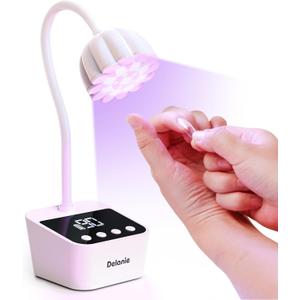 Delanie Cordless UV Nail Lamp, Mini LED UV Light for Gel Nail Polish, Rechargeable LED Nail Light Nail Dryer with 4 Timers & Auto Sensor, Fast Curing Gooseneck Lamp for Home DIY Manicure