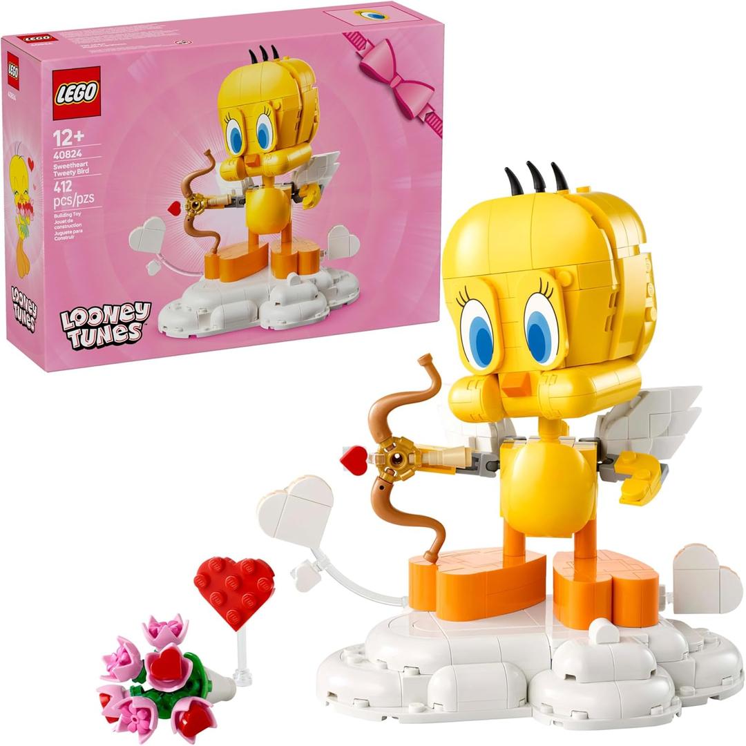 LEGO Looney Tunes Sweetheart Tweety Bird Building Toy for Adults & Kids - Tweety Figure W/Display Pedestal & Accessories for Girls & Boys, Ages 12+ - Gift for Looney Tunes Fans - 40824