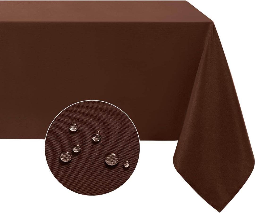 Softalker Rectangle Tablecloth, Waterproof & Stain Resistant Table Cloths Wrinkle Free Fabric Washable 210GSM Polyester Table Cover for Dining/Party/Outdoor - 90 x 132 inch,Chocolate