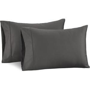 Lane Linen 100% Cotton Pillow Covers, Pillow Cases King Size Set of 2, Fits King Size Pillows, Premium 450 Thread Count Sateen King Size Pillowcases, Soft & Breathable Pillow Covers King - Charcoal