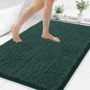 Smiry Luxury Chenille Bathroom Rugs 48x32, Extra Soft and Absorbent Shaggy Bath Mat, Machine Washable, Non-Slip Plush Carpet Runner for Tub, Shower, and Floor, Home Decor Accessories, Green