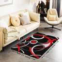 jejeloiu Geometric Strip Lines Area Rug, Accent Rug for Couch, Abstract Accent Rug Set Bedroom Living Rooms,Luxury Art Indoor Floor Mat, 5X7, Red Grey Black