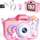 Kids Camera Toys for 3-12 Year Old Boys Girls,Toddler Camera 1080P Birthday Christmas Gifts for Grandkids,Toys for 4 5 6 7 8 9 10 11 Year Old Kids with 32G SD Card (Pink)