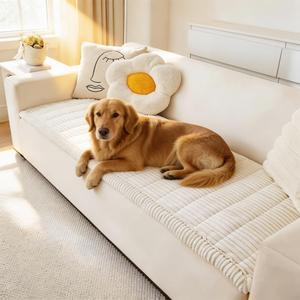 Couch Cover for Dogs Washable, Fuzzy Pet Couch Covers for 3 Cushion Sofa Pet Friendly, Non Slip Sofa Cover (White, 27.6" x 59"/70 x 150cm)