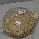 Woven Placemats Set of 4, 12" Natural Water Hyacinth Round Rattan Placemats with Wooden Beads Napkin Rings for Kitchen Dining Table Decor
