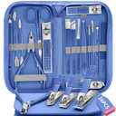 Manicure Set 16Pcs Nail Clippers Set Manicure Kit Professional Stainless Steel Pedicure Kit Nail Care Kit for Women Men with Luxurious Travel Bag, Suitable for Home, Travel, and Salon (Blue)