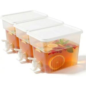 BEWBBAT 3 Pack 1.3 Gallon Fridge Drink Dispenser with Spigot, Leak-proof Plastic Beverage Drink Dispenser Refrigerator Iced Juice Lemonade Dispenser Water Dispenser for Party