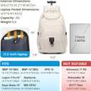 Boavan Rolling Backpack for Women, 17.3 Inch Wheeled Laptop Backpack, Large Travel Carry-On Bag for Teachers College Students, USB Charging Port Waterproof Business for Airplane Overnight Luggage, Beige