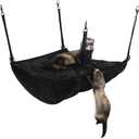 Ferret Hammock for Cage - Plush Double Bunk Bed Hanging Clips - Perfect for 2 or More Small Pets! (Rats, Ferrets, Hamsters, Guinea Pigs, Chinchillas & Squirrels) - Black