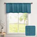 DANCURTON Teal Valance for Windows Kitchen 18 Inch Length Rod Pocket Farmhouse Semi Privacy Green Blue Linen Valance Curtain for Boys Bedroom Living Room Short Valances for Small Bathroom Turquoise
