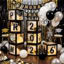 Foilswirl Class of 2026 Prom Graduation Decorations Set of 8 Black Clear Boxes with 35 Balloons and 8 Letters 2026 Prom Black and Silver Congrats Grad Party Supplies for Senior Night Any Grades