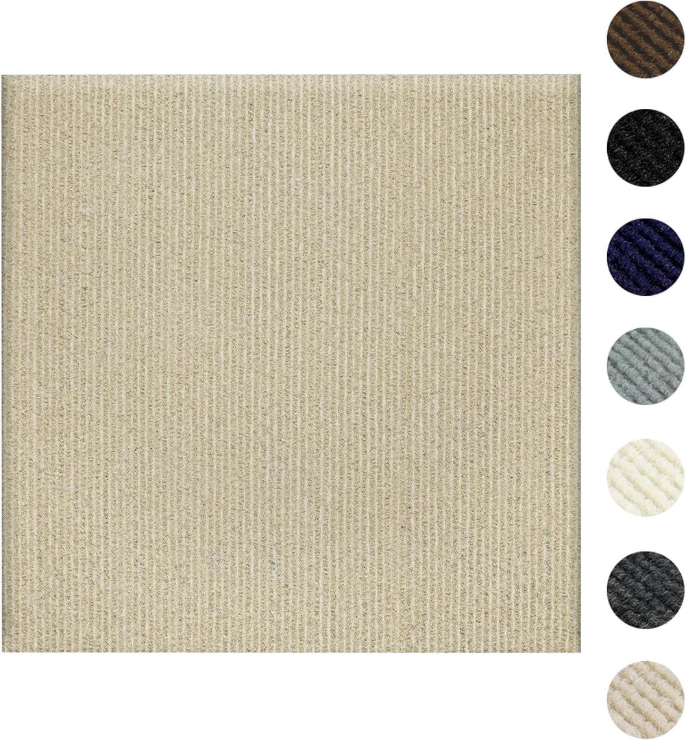 Carpet Tiles Peel and Stick 24 x 24, Self Adhesive Soft Padded Flooring Stickers, Khaki Home Decor for Bedroom Living Room Office, 20 Tiles & 80 sq ft per Box