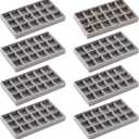 Highergo 8 Pcs Small Velvet Jewelry Trays Stackable Drawers Organizer Ring Earring Storage Trays, 8.3x4.7x1''(Gray,18 Grids)