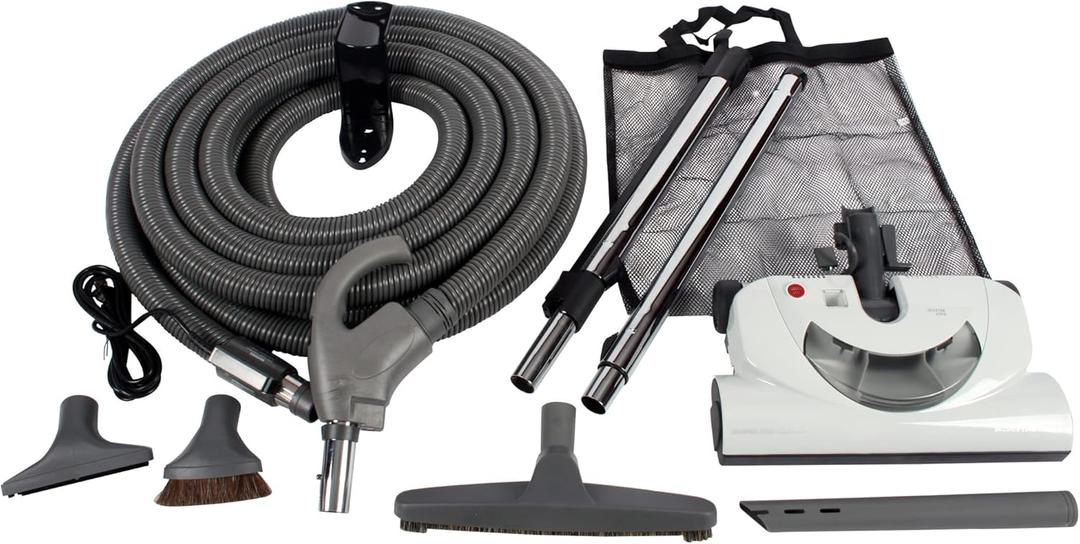 Cen-Tec Systems Central Vacuum Powerhead Kit with 35 Ft. Pigtail Hose (Pigtail Hose, Gray)