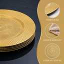 Hiceeden 12 Pack Gold Charger Plates for Dinner Plates, 13" Round Plastic Chain Shaped Charger Service Plates, Decorative Chargers Bulk for Table Setting, Wedding, Party, Event