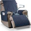 Ruaozz 100% Waterproof Recliner Chair Cover Non-Slip Reclining Cover for Recliner Chair Washable Chair Seat Cover with Elastic Straps for Kids, Dogs, Pets (Navy Blue, 23'')