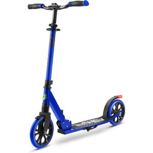 Folding Kick Scooter for Adults and Kids – Boys and Girls Freestyle Scooter with Big Wheels, 1-Kick Open Mechanism, Anti-Slip Rubber Deck and LED Light – Folding Grips Handlebar Adjusts to 3 Heights