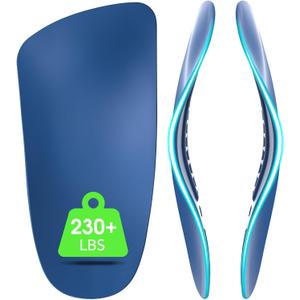 3/4 Arch Support Insoles, Plantar Fasciitis Foot Knee Hip Pain Relief, for High Arch Flat Feet