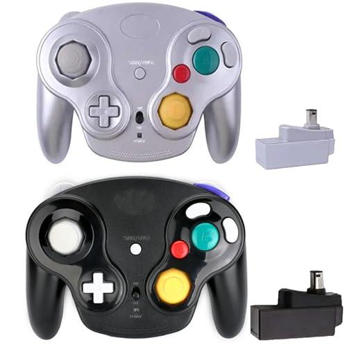 inventii Game Cube Controller,NGC 2.4G Wireless Classic Controller for Wii Game Cube, With Receiver Adapter (Black and Silver)