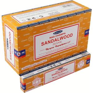 Satya Sandalwood Incense Sticks  12 Box Value Pack  Hand-Rolled in India  Calming & Earthy Aroma
