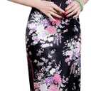 Women Cheongsam Dress Sleeveless Slim Fit Peacock Flower Side Slit Long Dress Qipao Bodycon Costume Embroidery (as1, Alpha, x_l, Regular, Regular, Black Flower)