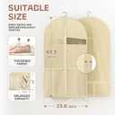 Lazebox 43" Travel Garment Bag with Accessories Zipper Pocket, Heavy Duty Suit Bag for Suits, Tuxedos, Dresses, Coats, Beige, 1 pack