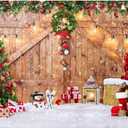 SJOLOON Rustic Christmas Barn Wood Door Backdrop for Photography Xmas Tree Snow Gift Wall Floor Party Photo Background Winter Holiday Family Supplies Banner Decoration Studio Props 12391 (8x6FT)