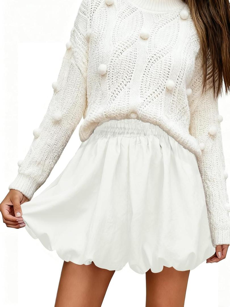 Bubble Skirt Mini Skorts for Women with Pockets Casual Ruffled High-Waist Golf Tennis Sports Cute Party Fashion