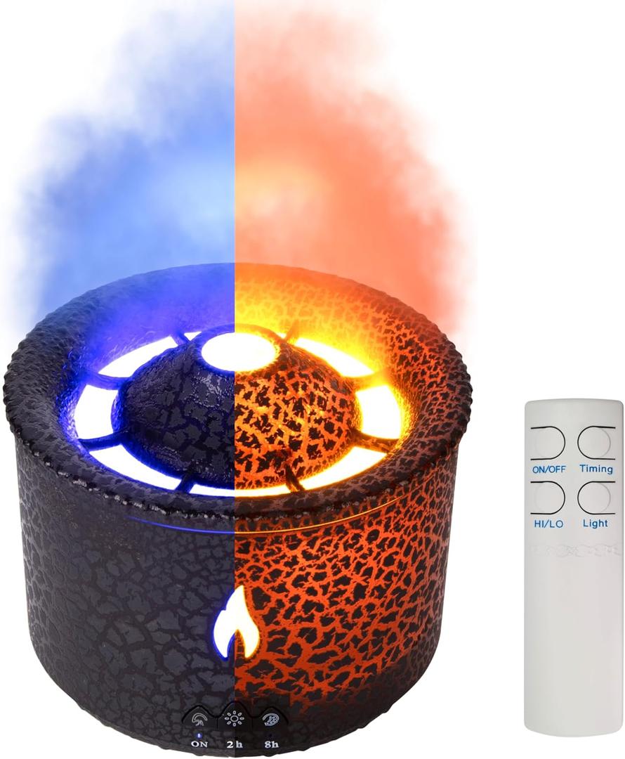 Eosphorus Volcano Diffuser for Essential Oils Aromatherapy, Volcano Humidifier Diffuser Aroma Lamp with Multiple Modes, Remote, Timer, Auto Shut-Off for Bedroom Spa Yoga Girl Gift (Black, 360 ml)