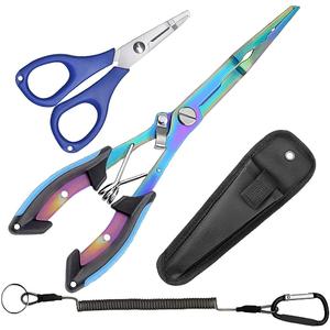 Fishing Needle Nose Pliers, Stainless Steel Fish Pliers and Scissors Set with Sheath Lanyard, Hook Remover Split Ring Tools, Aboda Fishing Gear Fresh & Saltwater Fishing Tool Kit (9-inch Kit)