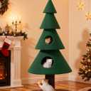YITAHOME 60 in Christmas Cat Tree for Indoor Cats, Tall Cat Tower Furniture with 2 Large Condos, 5ft Christmas Tree Party Decoration with Cat House and Beds