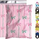 Poly Mailer 12x15.5 Inch 50 Pcs, Waterproof and Tear-Resistant Shipping Bags for Clothing, Cute Mailing Bags with Self-Seal, Bow Printed Packaging Bags for Small Business