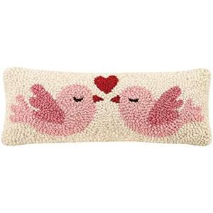 Peking Handicraft 30TG442C05OB Love Birds Blown Filled Hook Pillow, 12-inch Length, Wool and Cotton