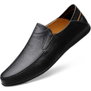 Loafer Premium Genuine Leather Men's Casual Shoes Slip On Mens Driving Penny Loafers for Men Lightweight Breathable (10, Black)