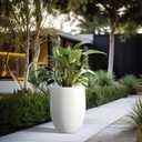 Kante 21.7" H Snow White Concrete Tall Planter, Large Outdoor Indoor Decorative Pot with Drainage Hole and Rubber Plug, Modern Round Style for Home and Garden