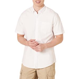 Amazon Essentials Oxford Shirts for Men - Regular-Fit, Short-Sleeve (White)