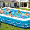 Large Inflatable Swimming Pool for Adults Kids - 130"x72"x22" Blow Up Pools Kiddie Pool with Pump, Oversized Thickened Family Inflatable Pools for Backyard Outdoor Garden Summer Water Party