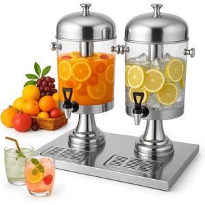 4.4 Gallon Beverage Dispenser with Ice Core Stainless steel drink dispenser with stand and ice core for cold drinks, juice, lemonade, iced tea, parties, and events