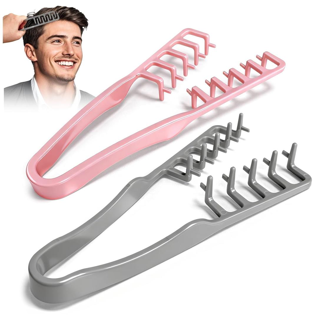 Texture Comb  2PCS Wide Tooth Hair Styling Comb for Men & Women(Grey+Pink)