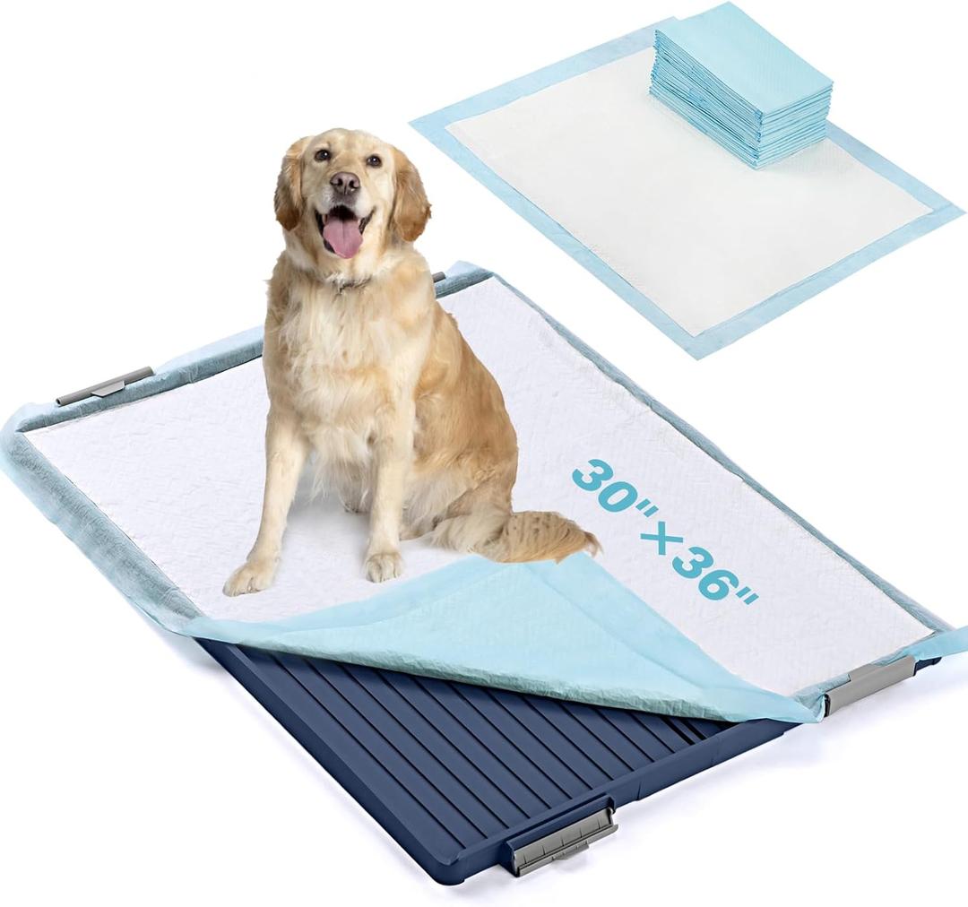TIMINGILA Puppy Pads& Holder Set, 20-Count 30"x36" Super Absorbent Disposable Pads  Ideal for Pet Potty Trays, Extra Large Leak-Proof Design for Puppies, Dogs, and All Breeds