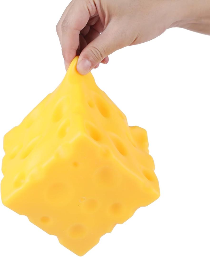 Squishy Fidget Toy Giant Slow Rising Cheese Squeezable Stress Relief Sensory Toys for Kids & Adults, Kawaii Cute Party Favors, [4 Inch Yellow 1 Pack]