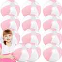 MiniInflat 12 Pcs 16 Inch Inflatable Beach Balls Bulk Jumbo Pastel Inflatable Decorated Ball with Macaron Color PVC Party Ornaments for Summer Birthday Party Decoration