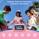 HOTU Mini Keychain Digital Camera, Y2K Pocket-Size Mini Camera, 2MP 1080P Small Camera with 32GB Card, Video Recorder with Long Battery Life for Travel, Party and Vlog (Rose Gold)