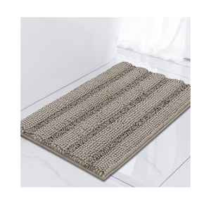 Turquoize Bathroom Rugs Shaggy Chenille Bath Rug Non Slip Thick Shaggy Bath Mats for Bathroom Chenille 1-Piece Bath Mat Set, Soft Super Absorbent Shower Rug Washable Mats, 17"x24", Taupe