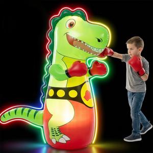 Inflatable Dinosaur Punching Bag for Kids with LED Light and Remote Control, 47"