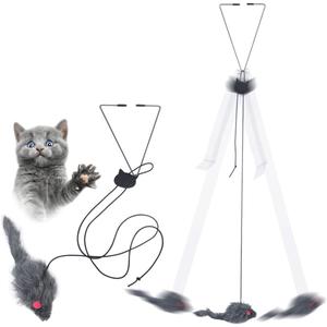 Kalimdor Interactive Cat Feather Toys,Retractable Teaser Toy Hanging Interactive Toys for Indoor Cats Kitten Play Chase Exercise, Kitten Mental Exercise Toys (2 Pack)