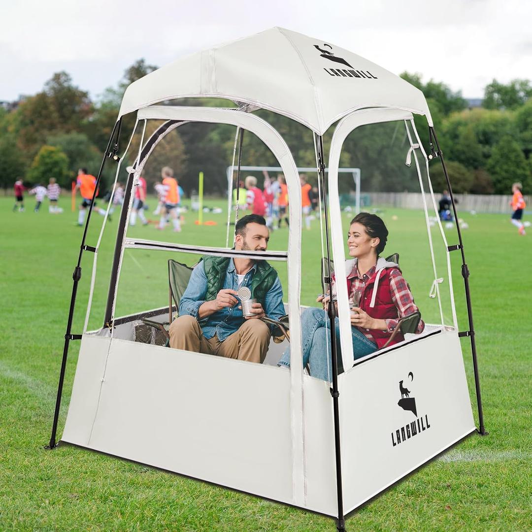 Pod All Weather Sports Tent, Outdoor Pop Up Bubble Clear 540 View Winter Tent for 1-2 Person, Instant Cold Weather Shelter with Rainfly for Soccer, Football, Softball & Other Sports Events, 2P-55"l X 47.5"w X 65"h